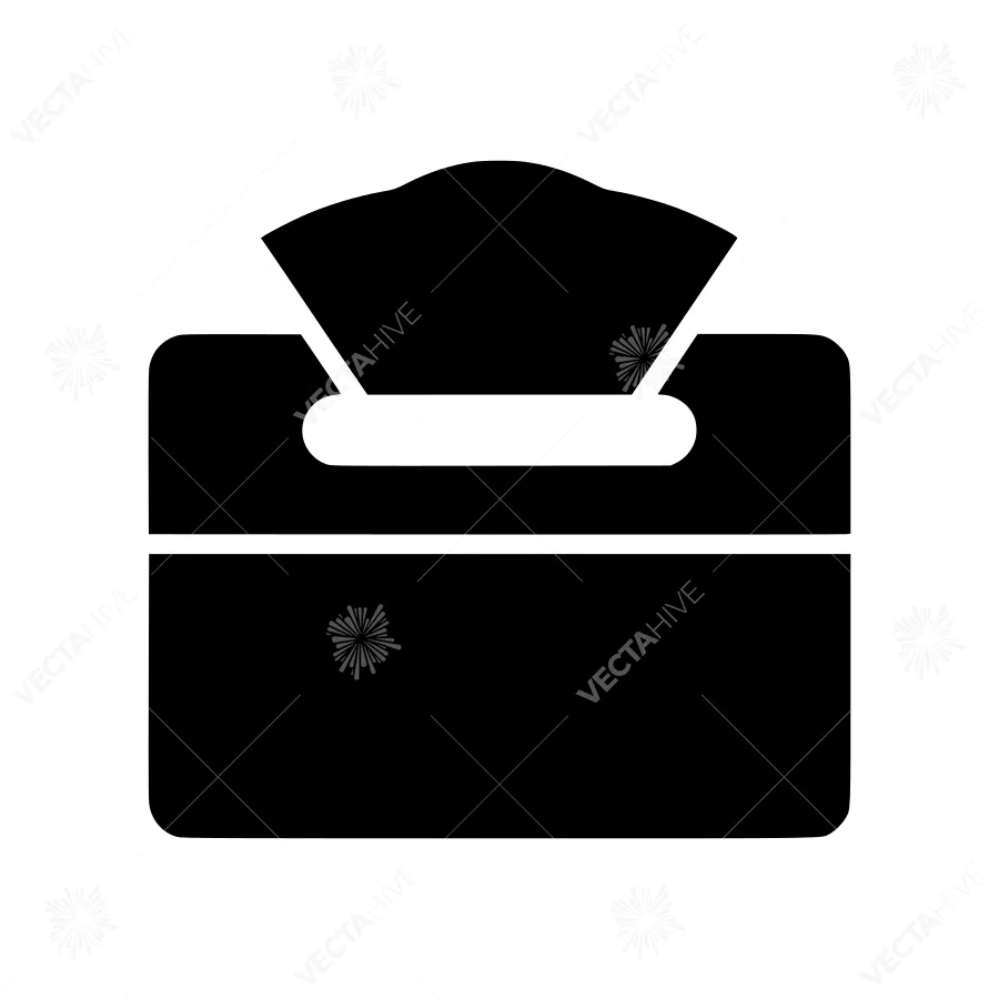 Black Tissue Box Icon - Vector Illustration