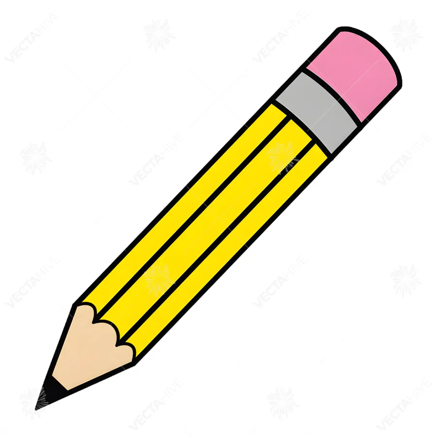 Cartoon Pencil Illustration - Yellow & Pink