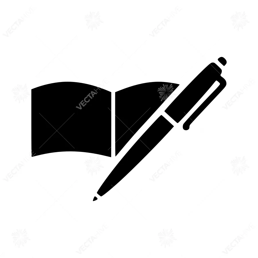 Open Book & Pen Icon - Education Vector