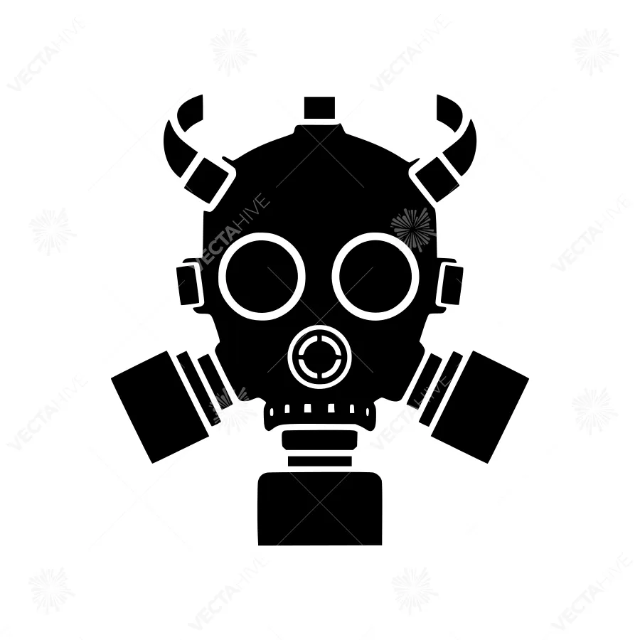 Black Gas Mask Icon - Vector Illustration