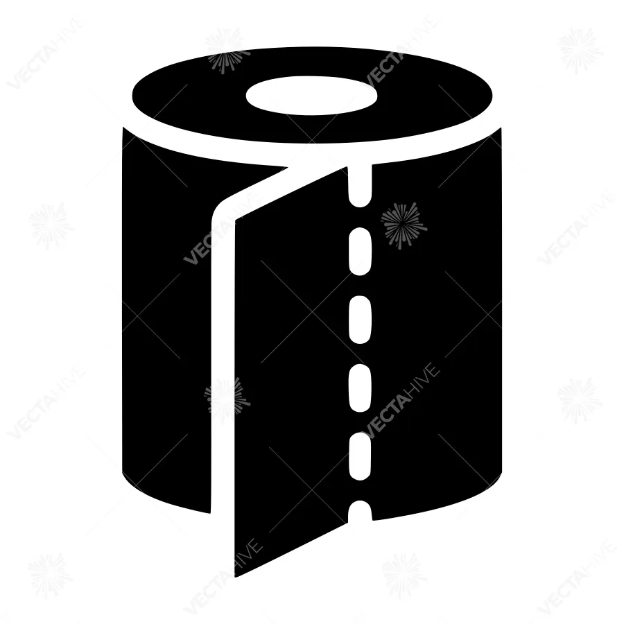 Toilet Paper Roll Icon - Simple Black & White