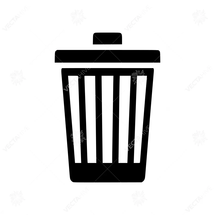 Black Trash Can Icon - Simple Vector Illustration