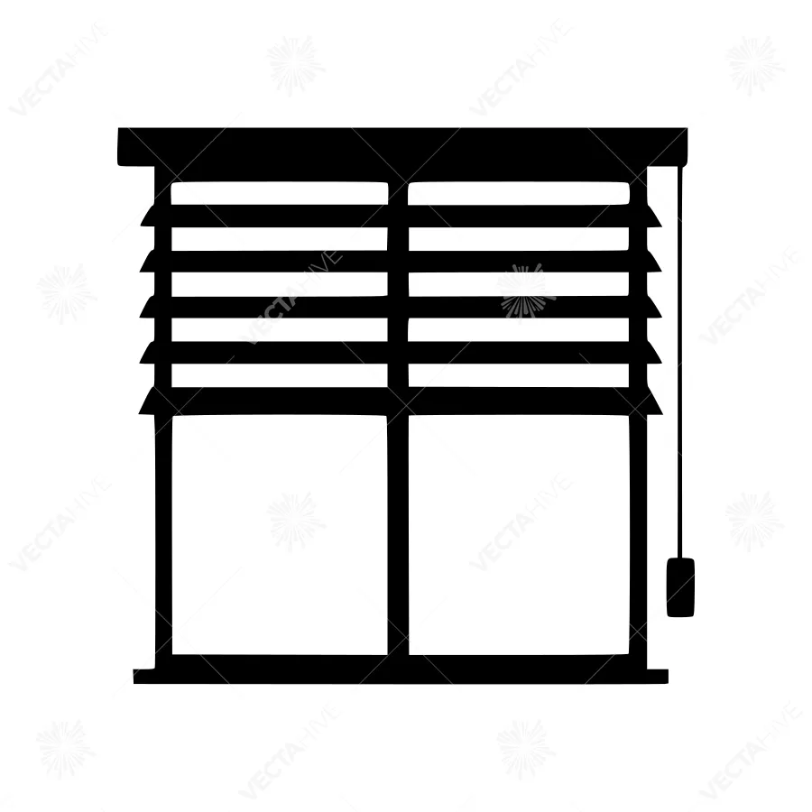 Black Window Blind Icon - Vector Illustration