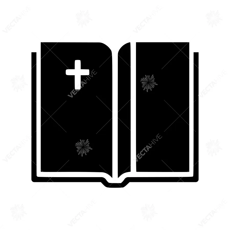 Open Bible Icon - Black Silhouette