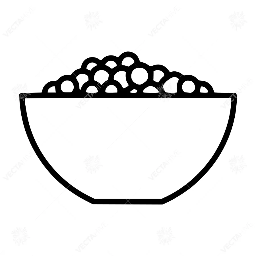 Bowl of Grains - Minimalist Line Art Icon
