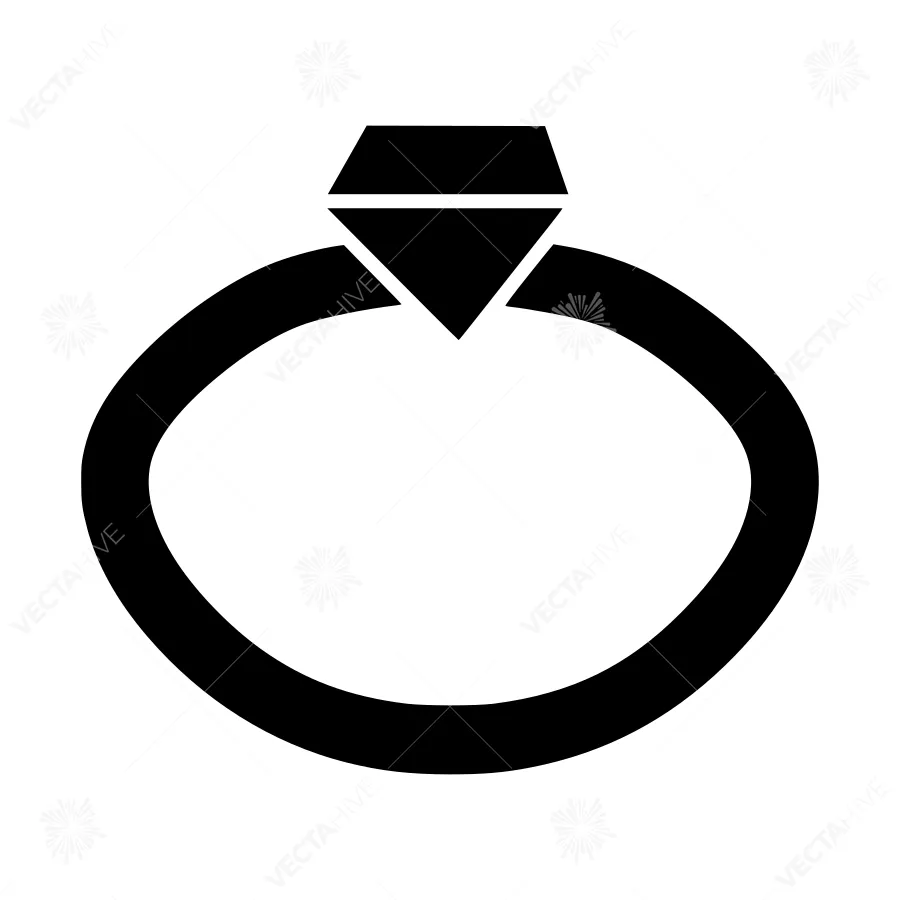 Black Diamond Ring Icon - Simple Vector Illustration
