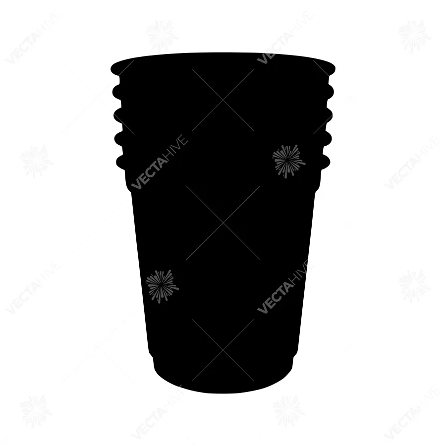 Stack of Black Paper Cups - Silhouette