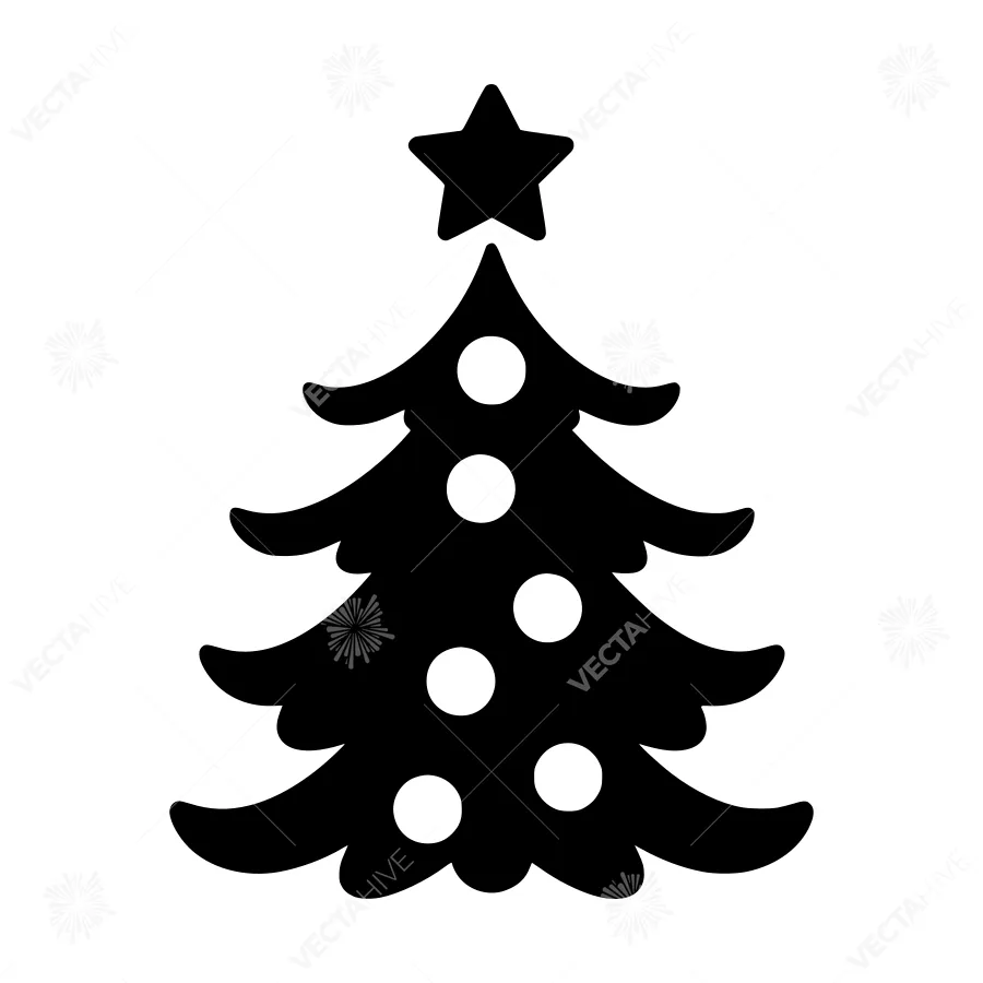 Black Christmas Tree Icon - Minimalist Vector