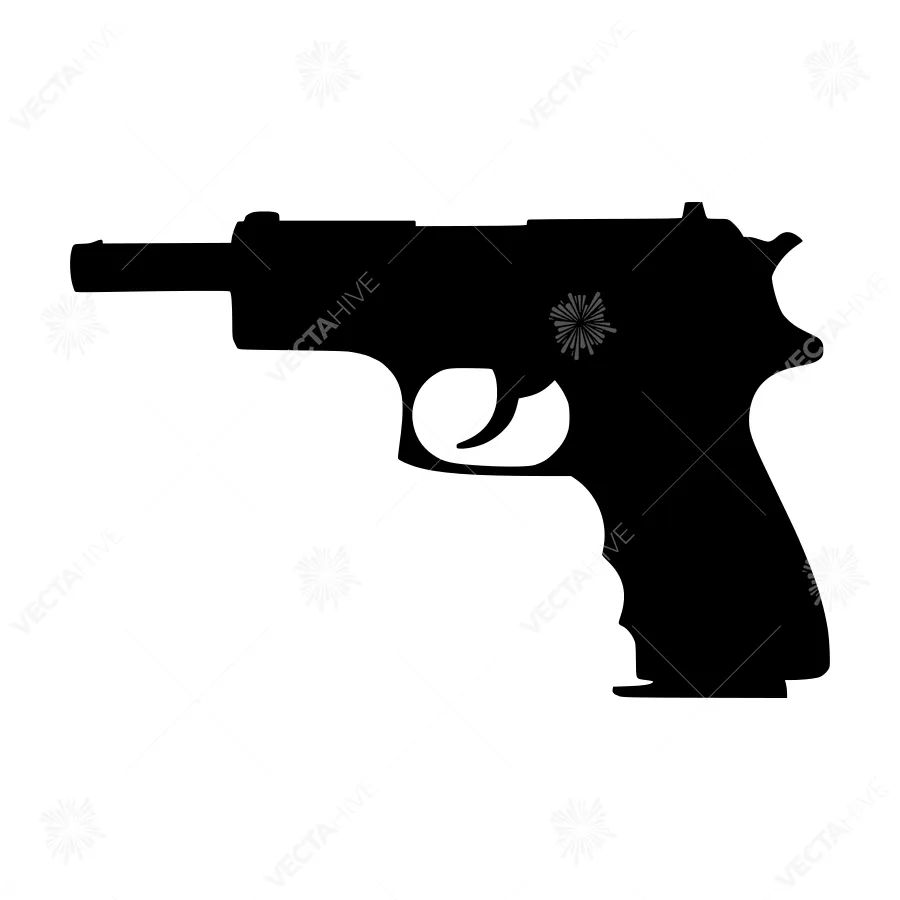 Silhouette Gun - Black on White
