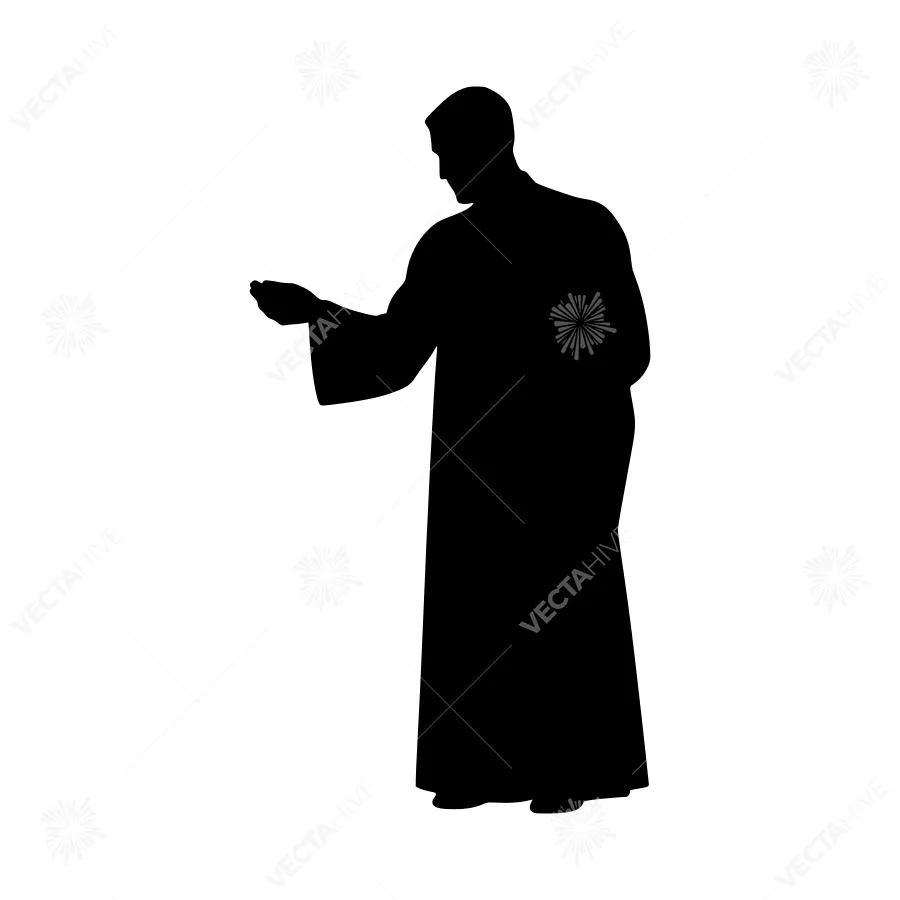 Silhouette Priest Figure - Minimalist Vector