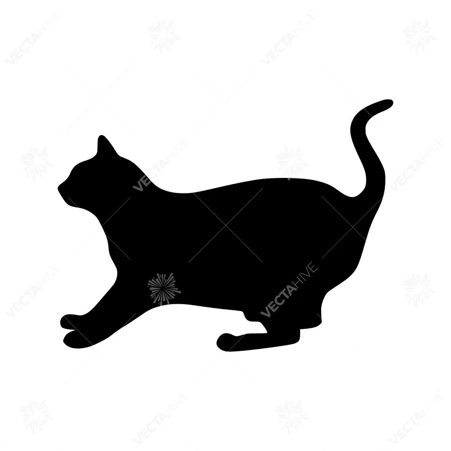 Silhouette Cat Running - Minimalist Vector