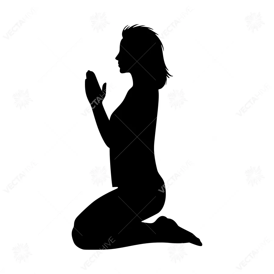 Silhouette Woman Praying - Minimalist Vector