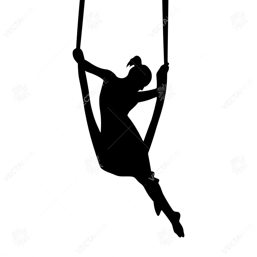 Silhouette Swing - Aerial Acrobatics Vector