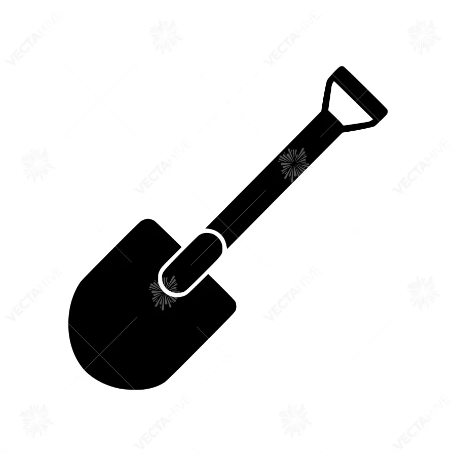 Black Spade Icon - Gardening Tool Vector