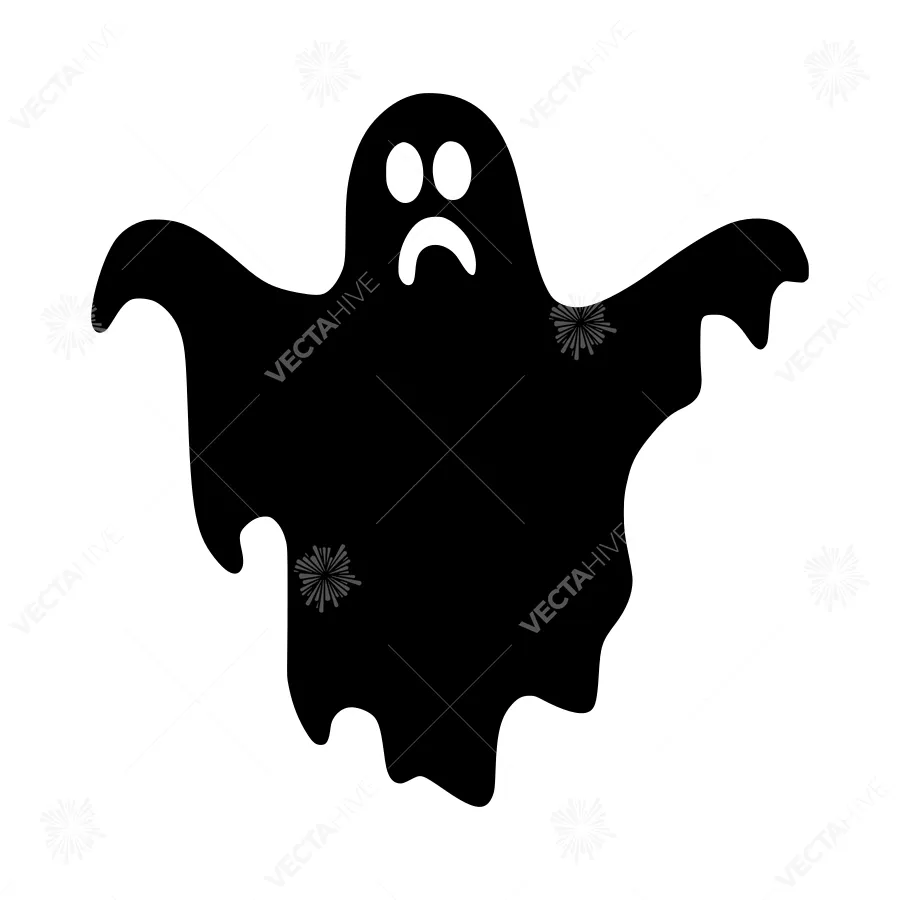 Black Ghost Silhouette Halloween Graphic