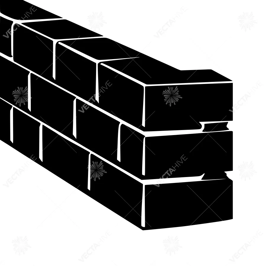 Black Brick Wall Silhouette Vector Illustration