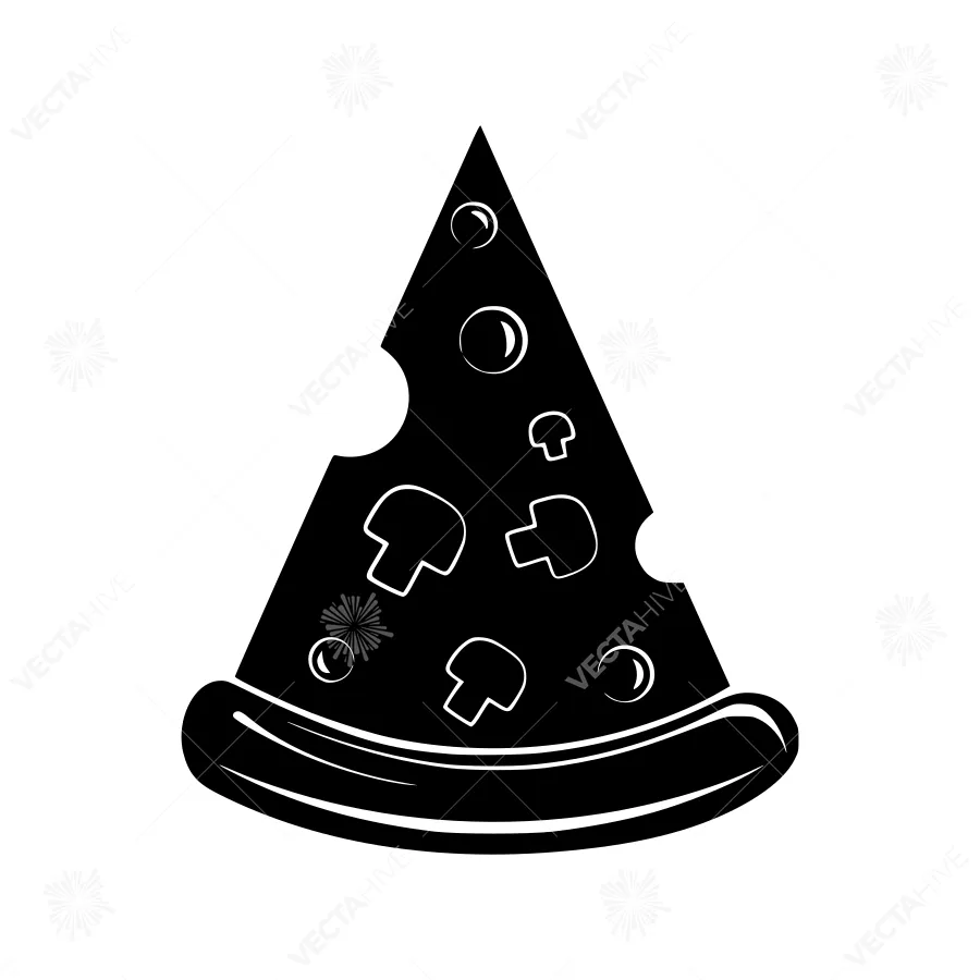 Black Pizza Slice Icon - Food Illustration