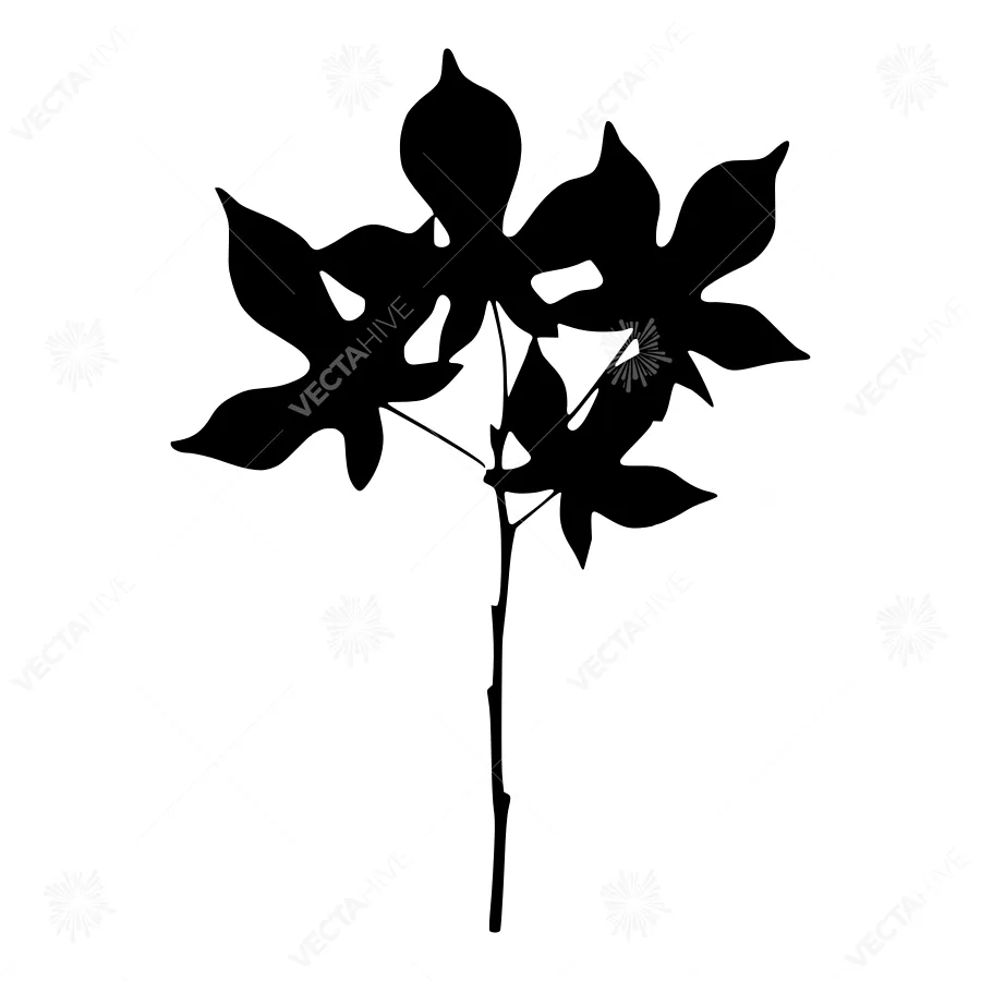 Black Silhouette Leaf Branch Minimalist