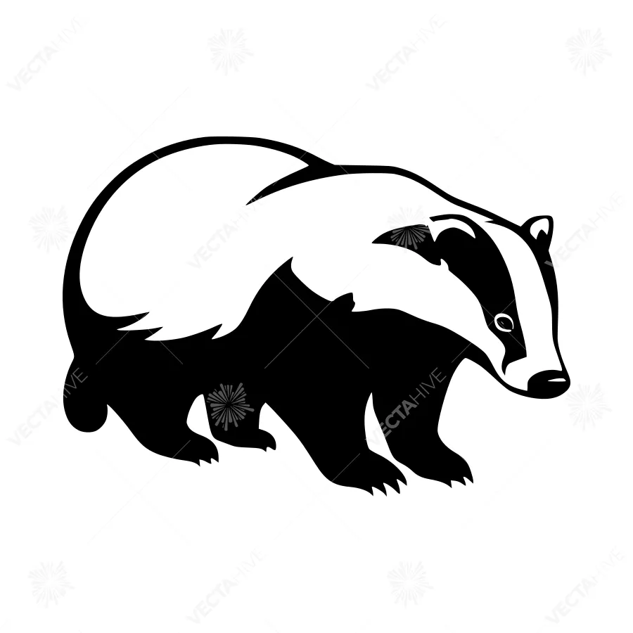 Black & White Badger Silhouette Vector Illustration
