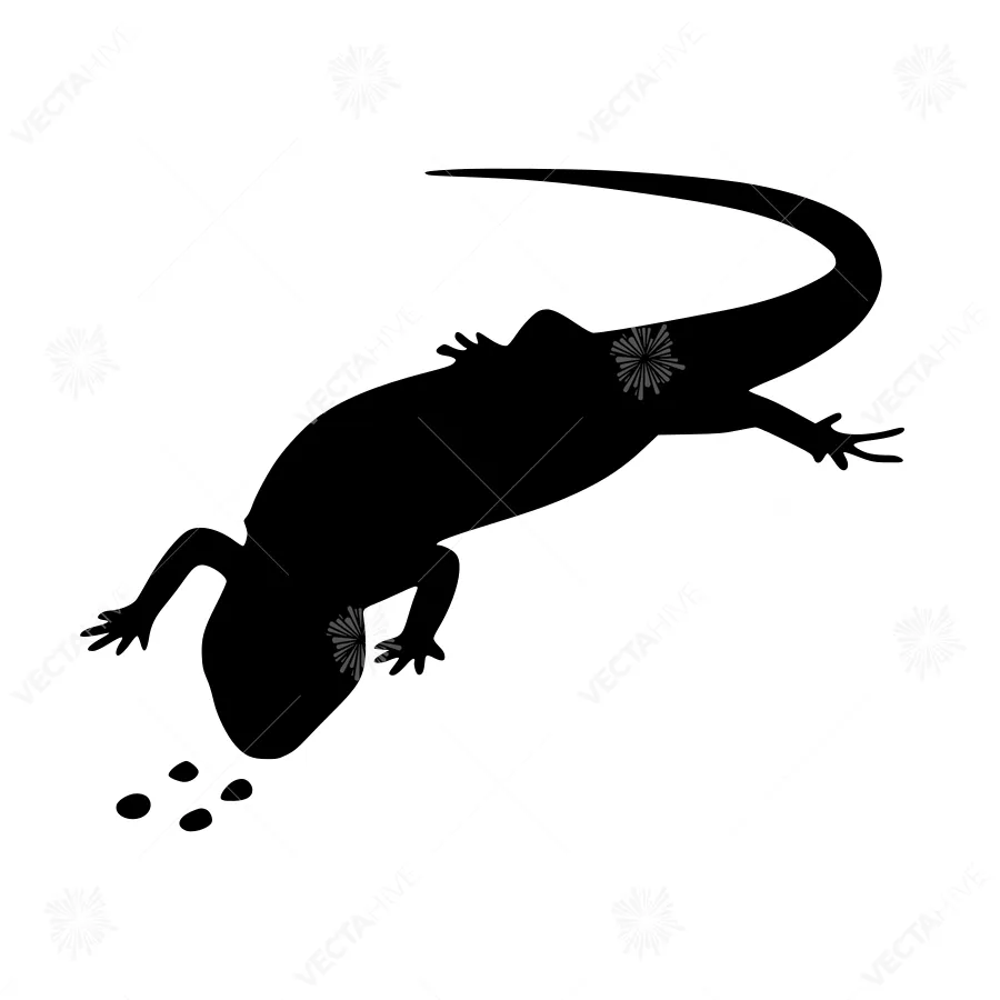 Black Lizard Silhouette Vector Graphic