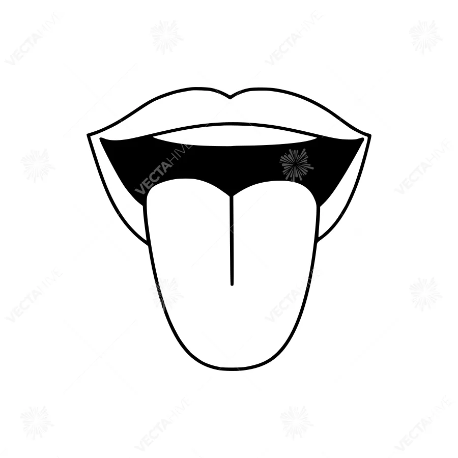 Black & White Tongue Illustration