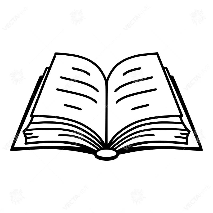 Open Book Icon - Black Outline