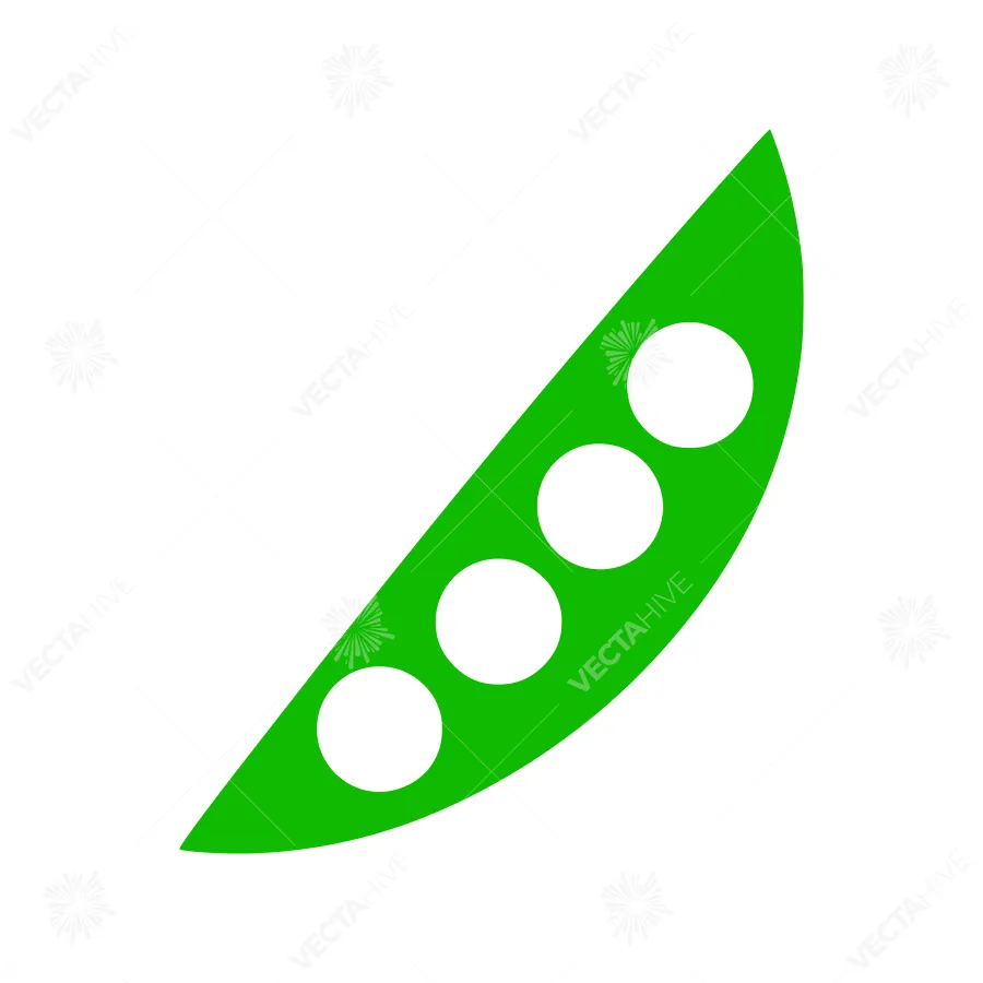 Green Pea Pod Icon - Flat Design