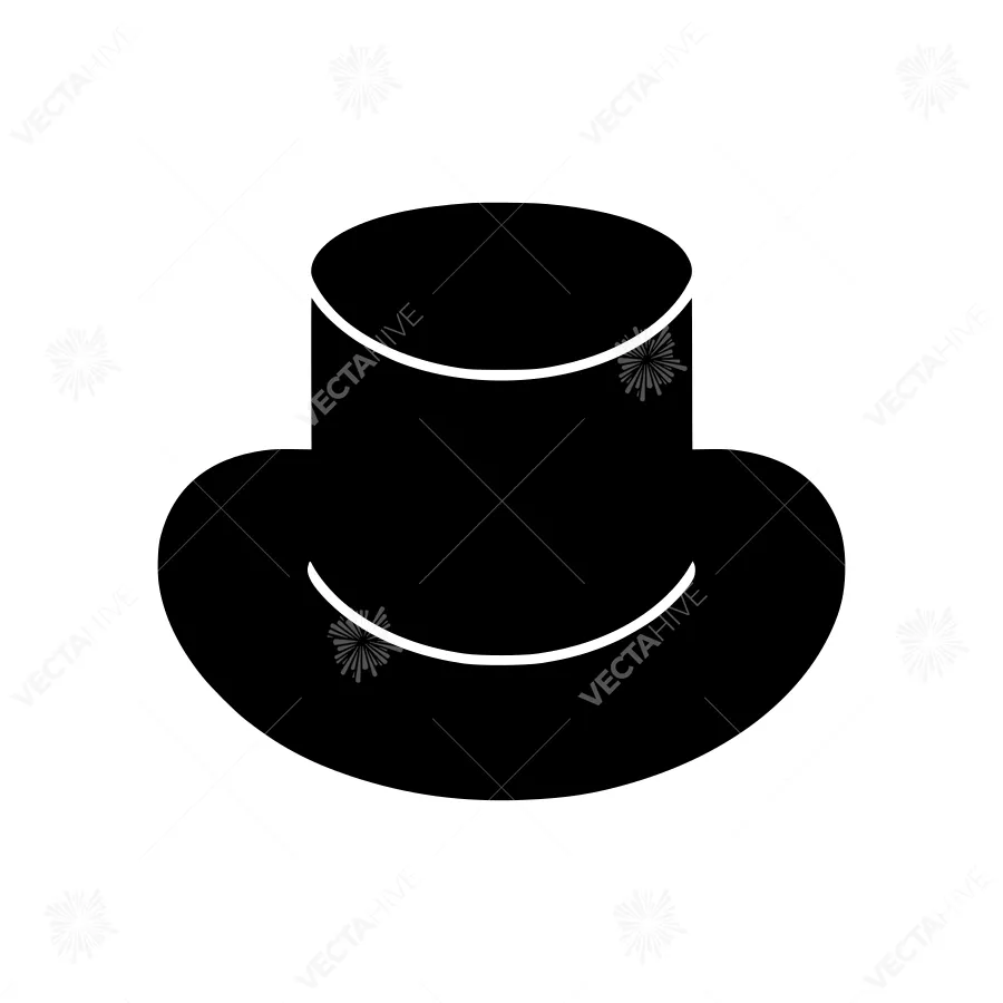 Black Top Hat Icon - Vector Illustration