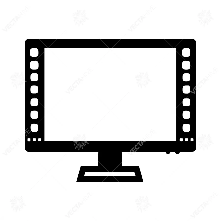 Computer Monitor Icon - Black Outline