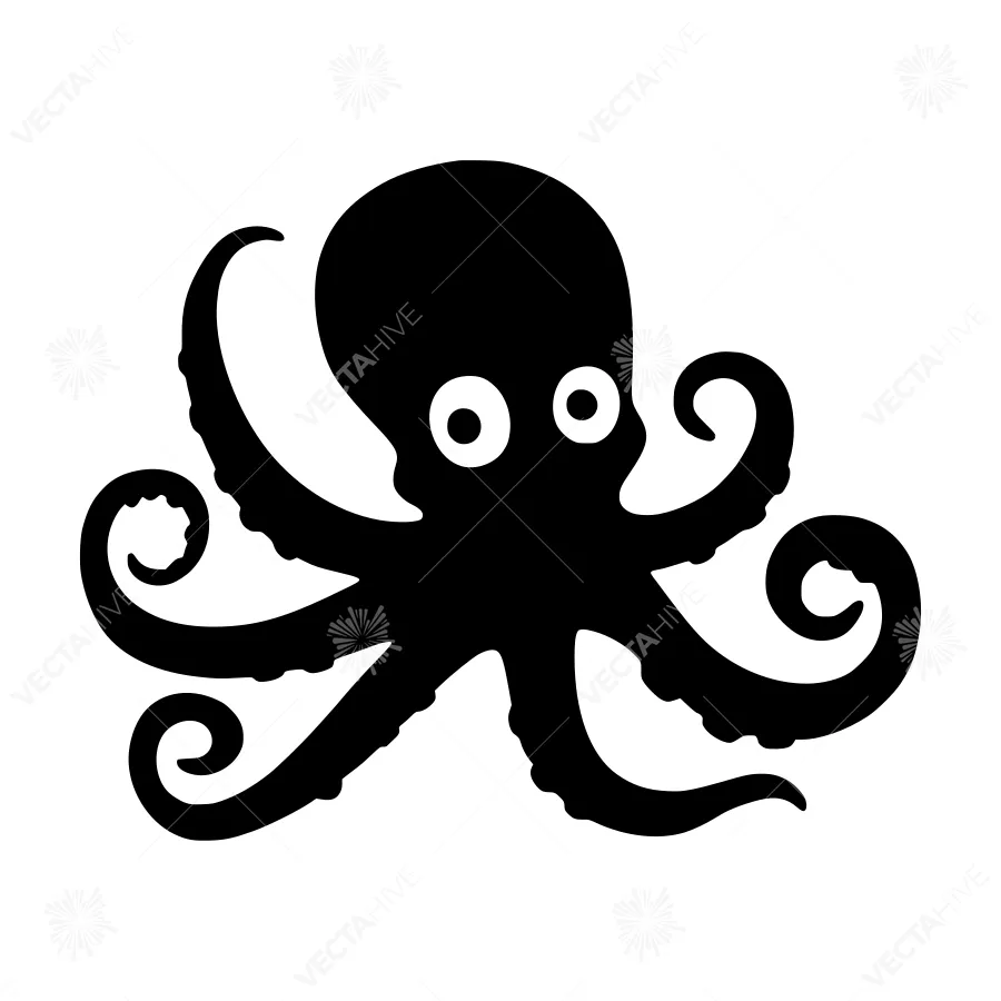 Black Octopus Silhouette Vector Illustration