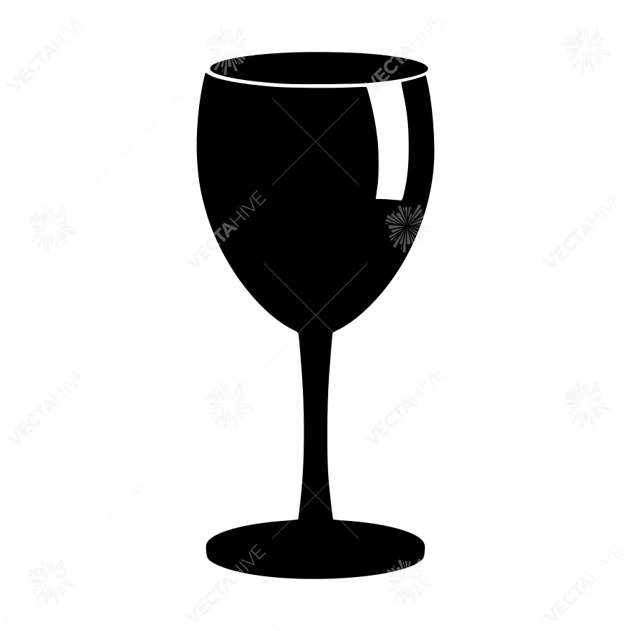 Wine Glass Icon - Simple Black Silhouette