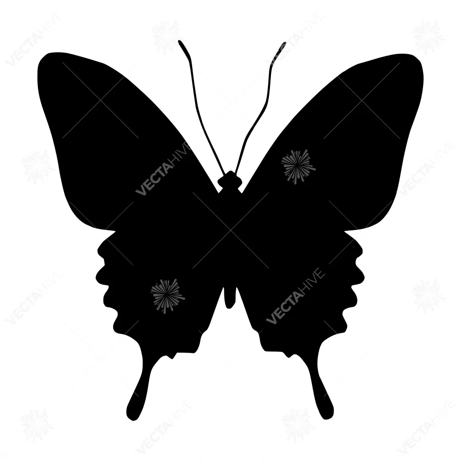 Black Butterfly Silhouette Vector Graphic