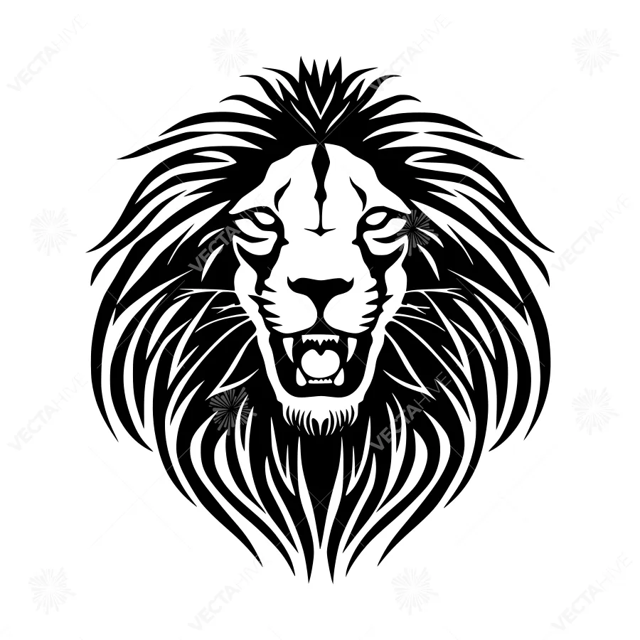Tribal Lion Head Silhouette Vector Art