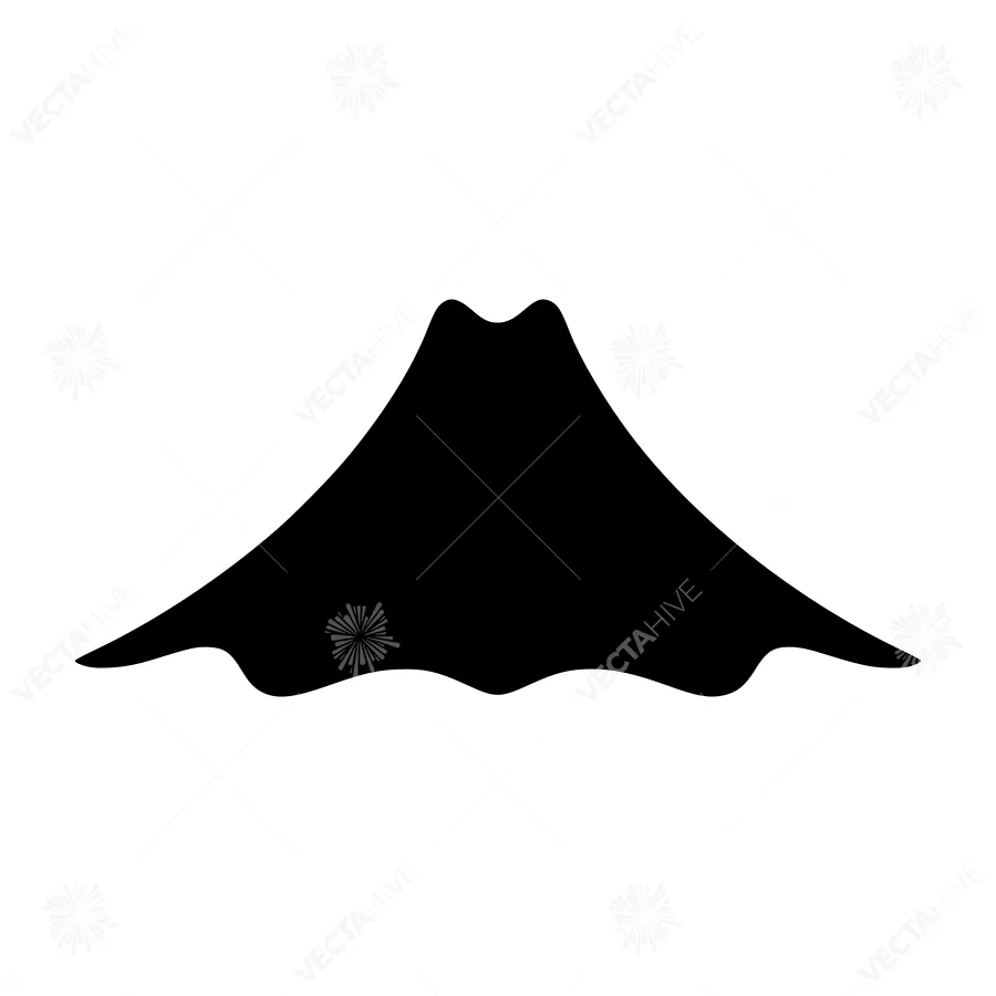 Volcano Silhouette Icon - Black Outline