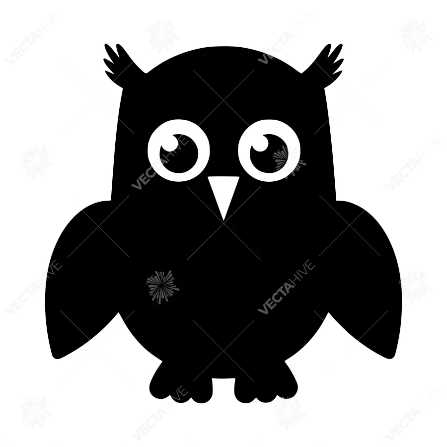Cute Black Owl Silhouette Vector Illustration