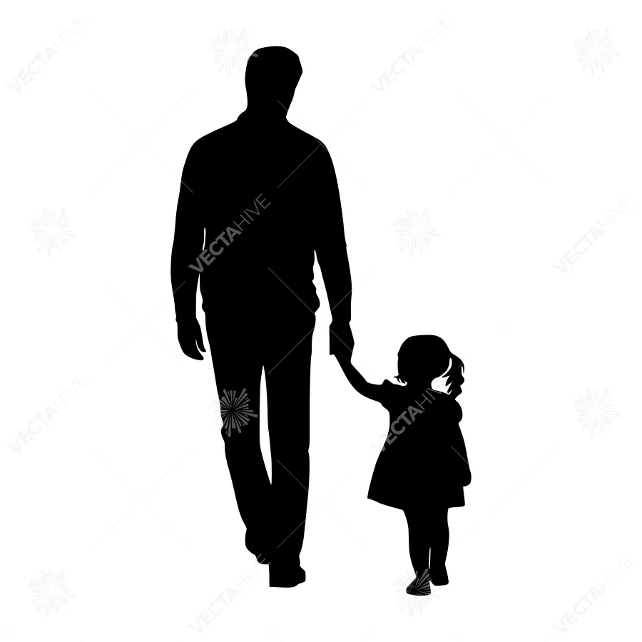 Father & Daughter Silhouette Walking Together