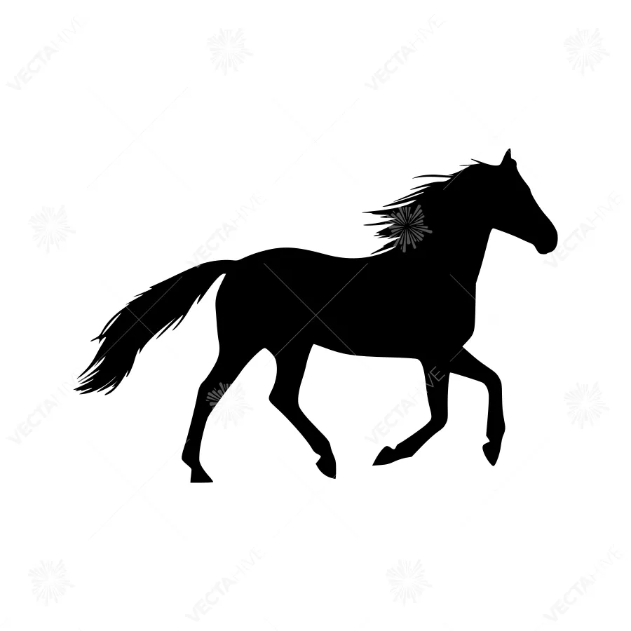 Silhouette Horse Running - Simple Vector Graphic