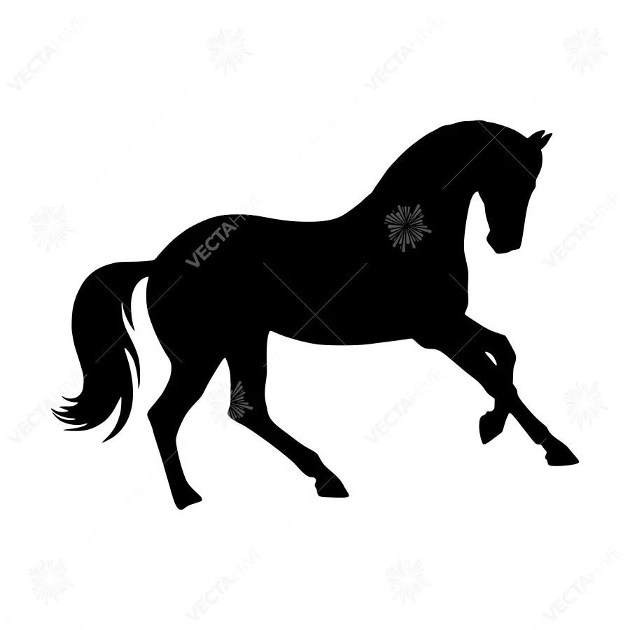 Silhouette Horse Running - Black Outline Vector