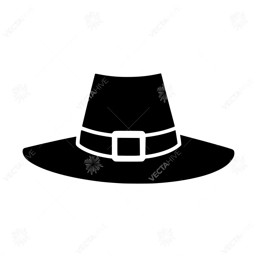 Black Pilgrim Hat Icon - Simple Vector Illustration