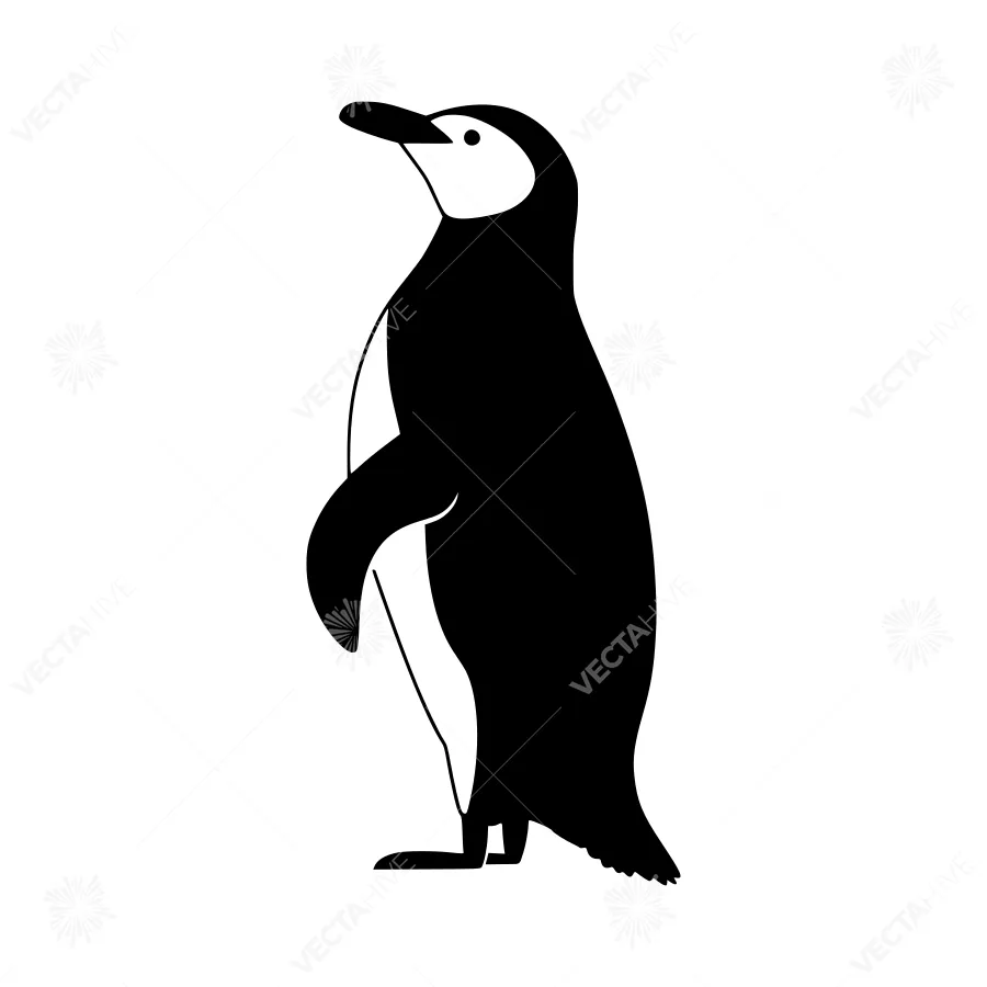 Black Penguin Silhouette Vector Illustration