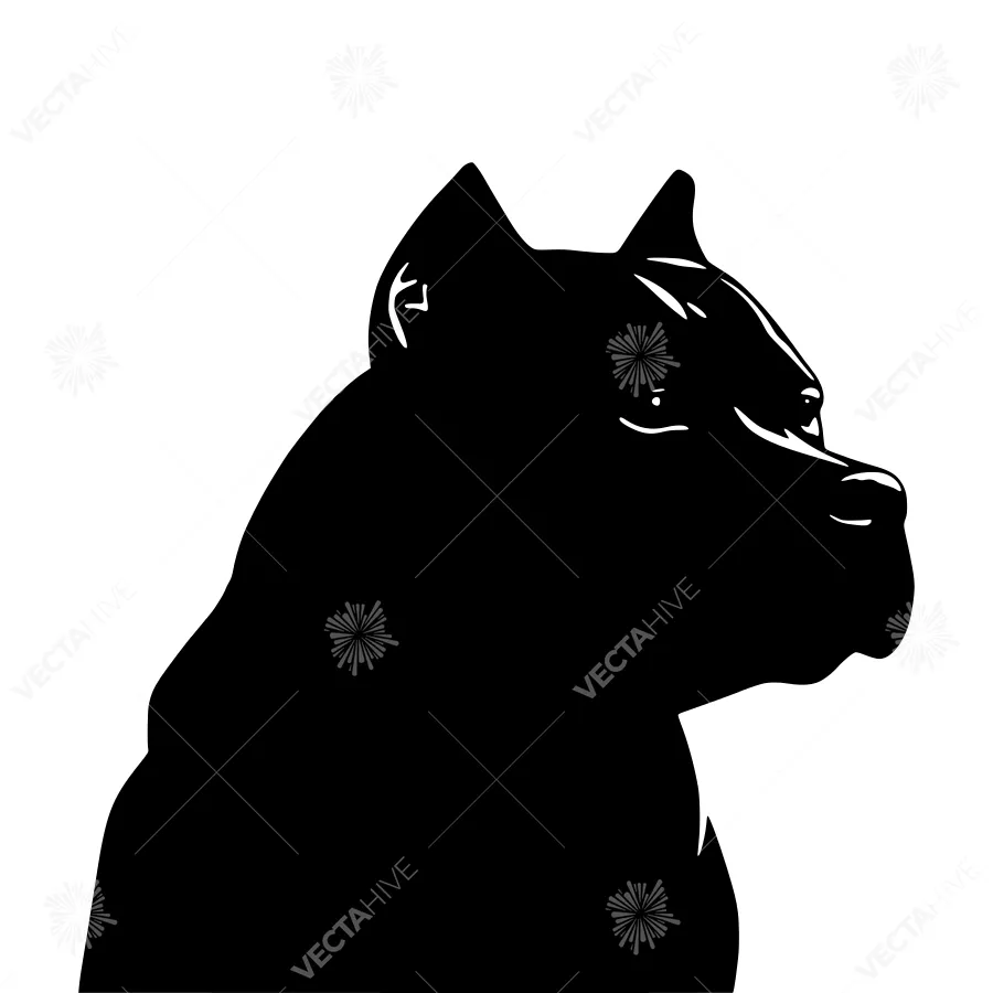 Silhouette Dog Head - Black Vector Illustration