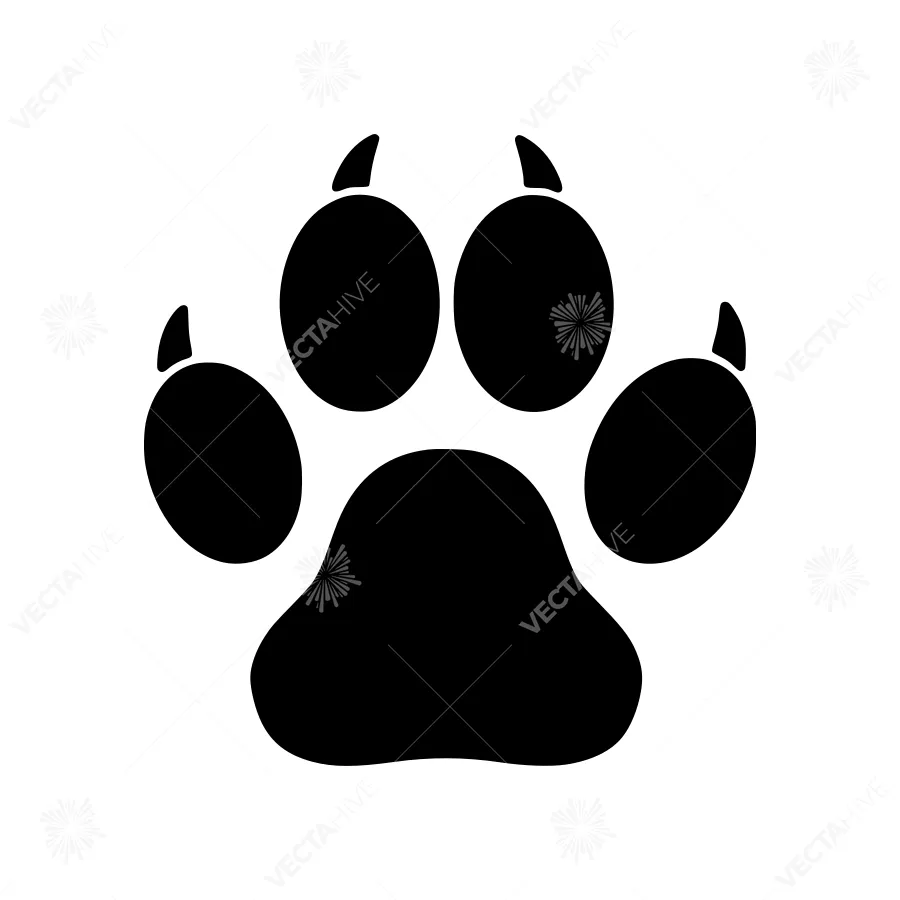 Black Paw Print Icon - Vector Illustration