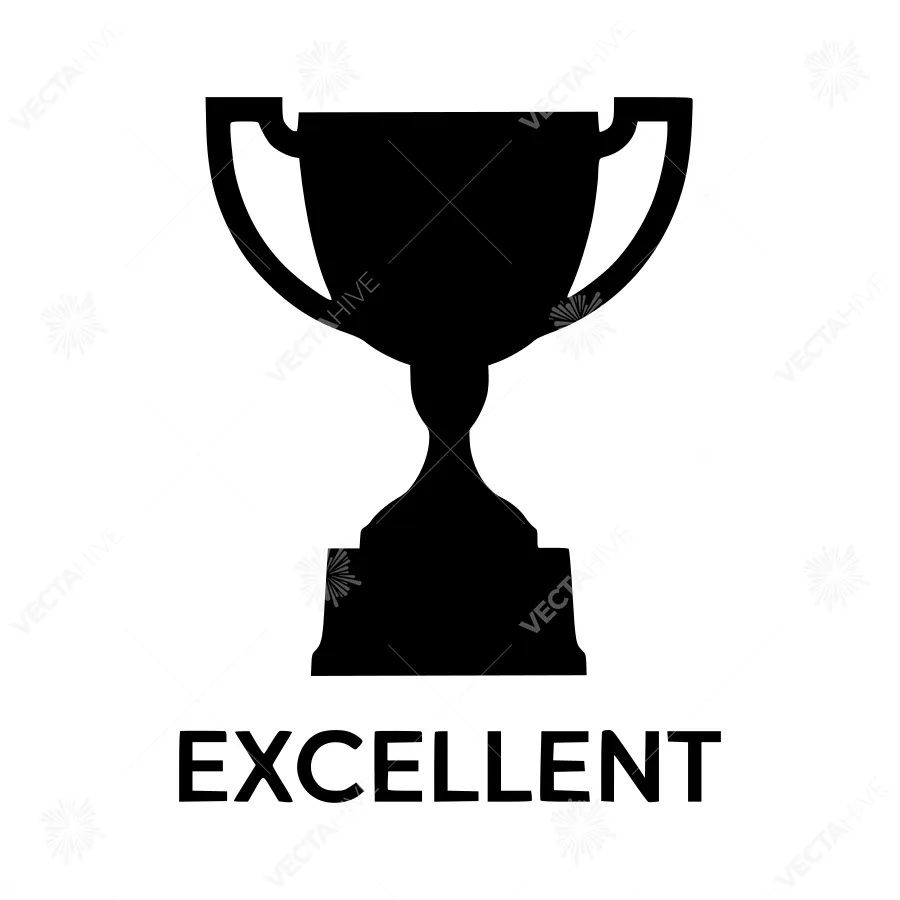 Black Trophy Award - Excellence Vector Icon