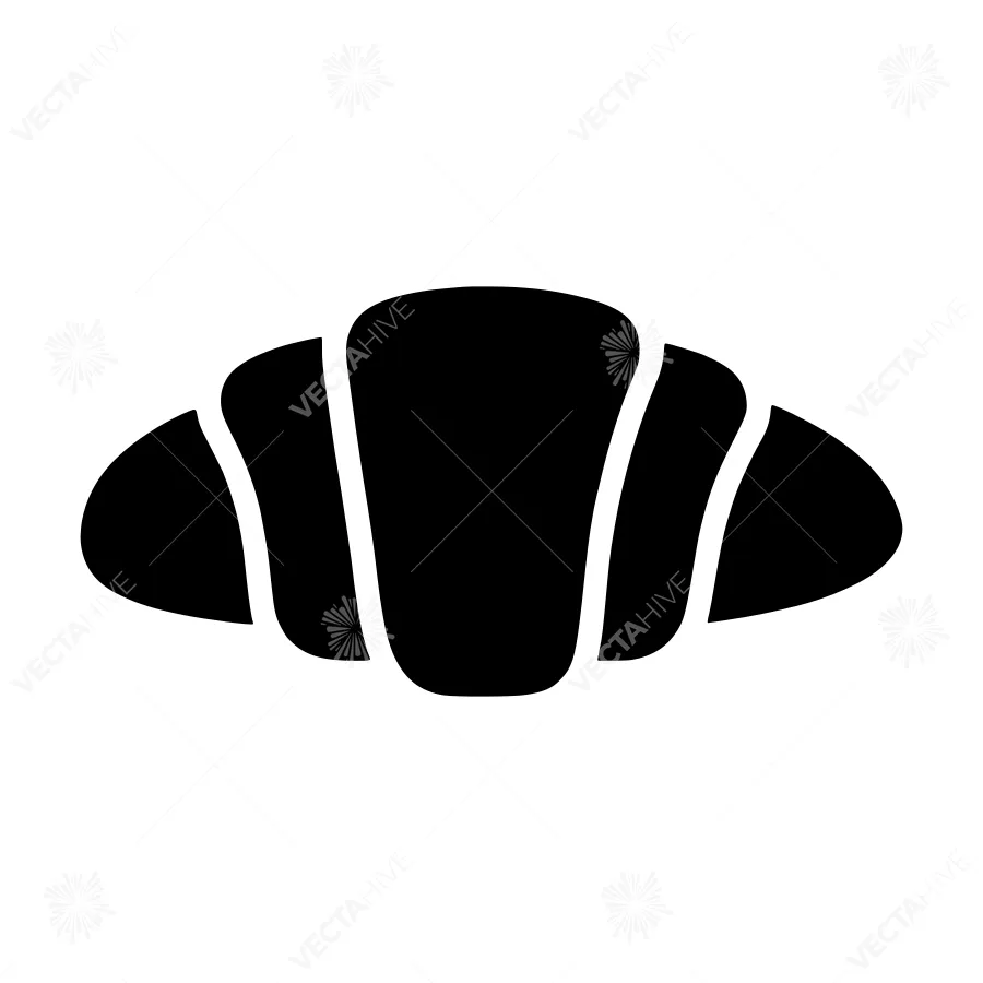 Black Croissant Icon - Vector Illustration