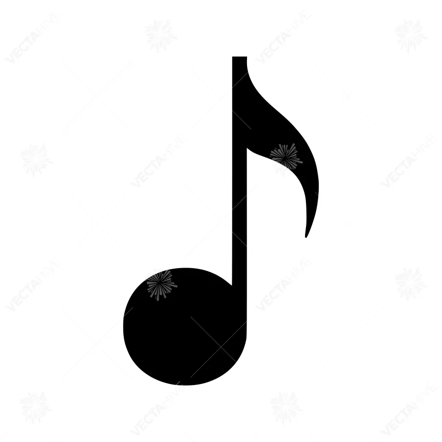 Music Note Icon - Black on White