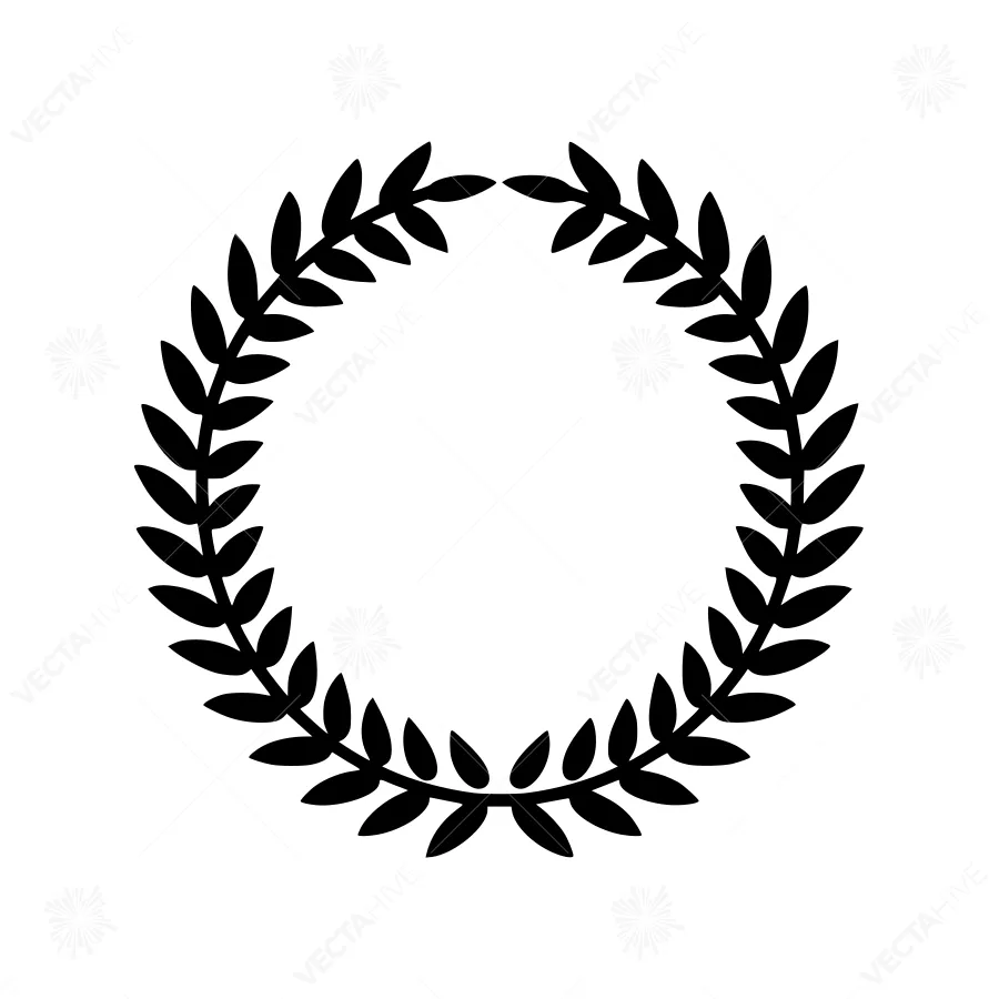 Black Laurel Wreath Icon - Vector Illustration