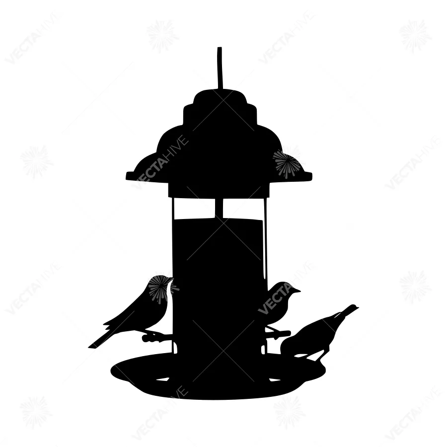 Silhouette Bird Feeder with Birds