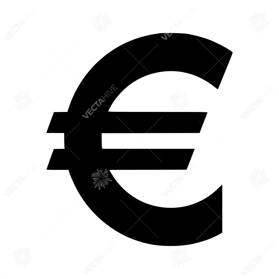Euro Symbol Icon - Black Outline