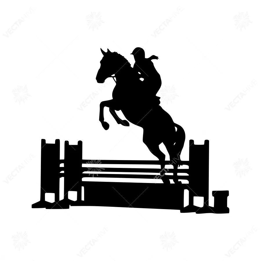Silhouette Equestrian Jumping Fence