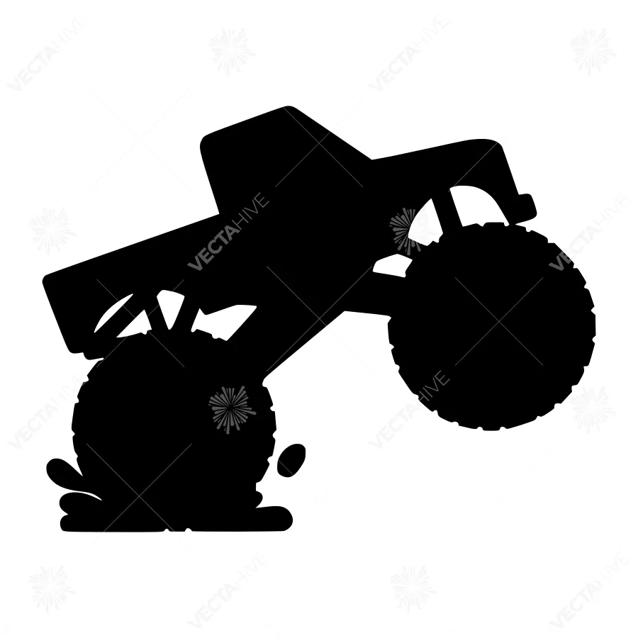 Monster Truck Silhouette - Black on White